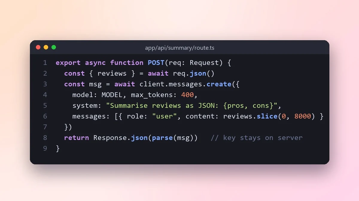 Example result: Add an AI feature to your app with an LLM API