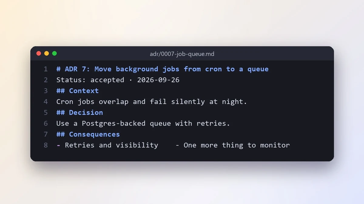 Example result: Write an architecture decision record