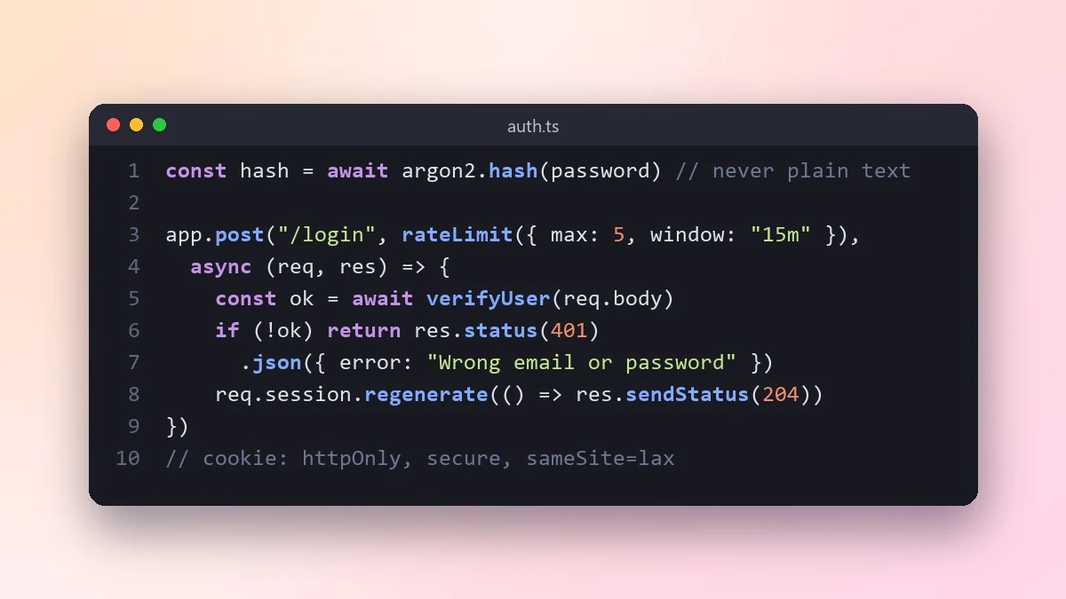 Example result: Add secure login to a web app