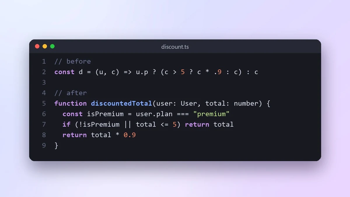 Example result: Make confusing code easy to read