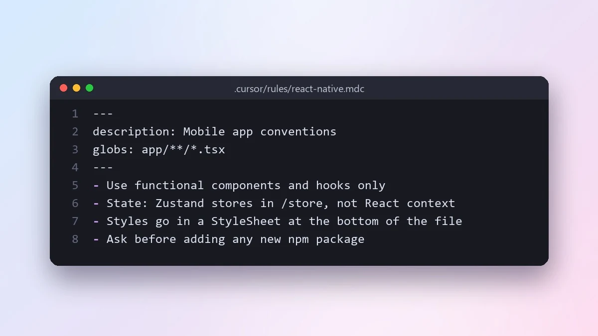 Example result: Write Cursor project rules for your codebase