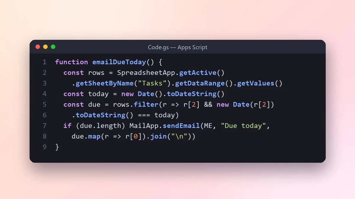 Example result: Automate Google Sheets with Apps Script