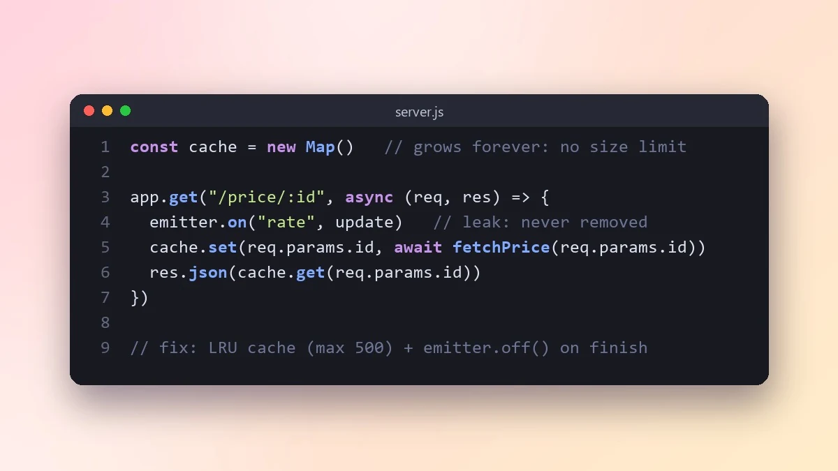 Example result: Track down a memory leak