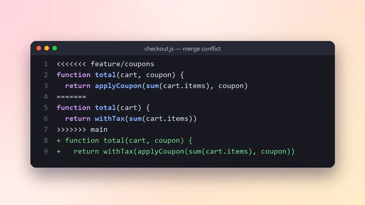Example result: Resolve a Git merge conflict safely