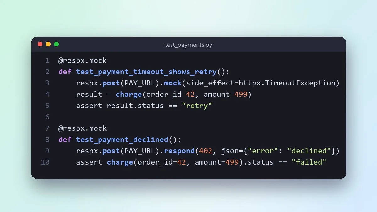 Example result: Mock an external API in your tests