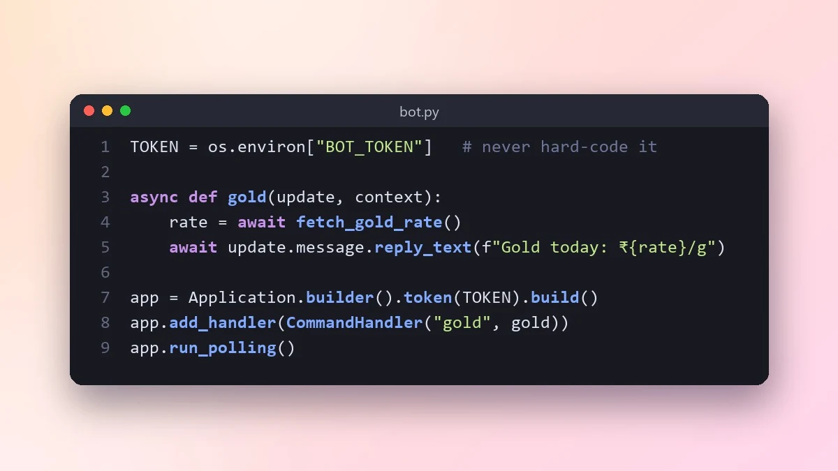 Example result: Build a simple Telegram or Discord bot