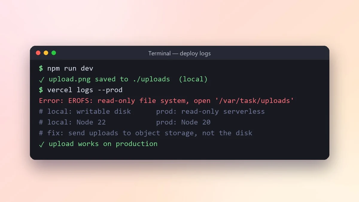 Example result: Fix a bug that works locally but fails in production