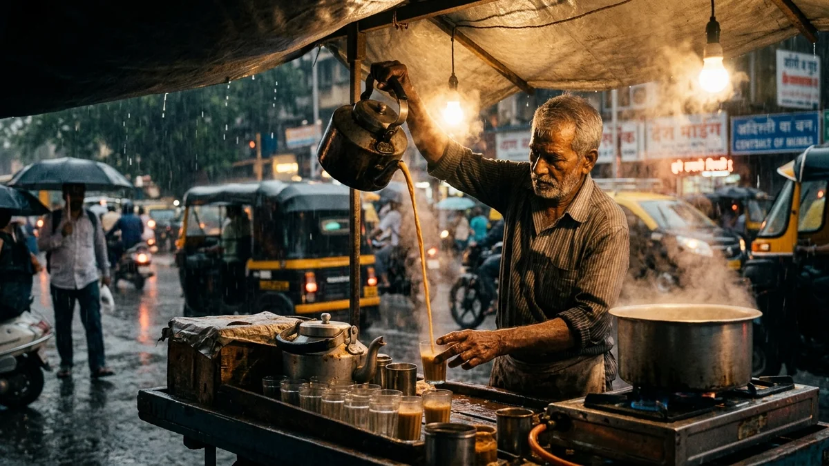 Example result: Rainy street chai vendor
