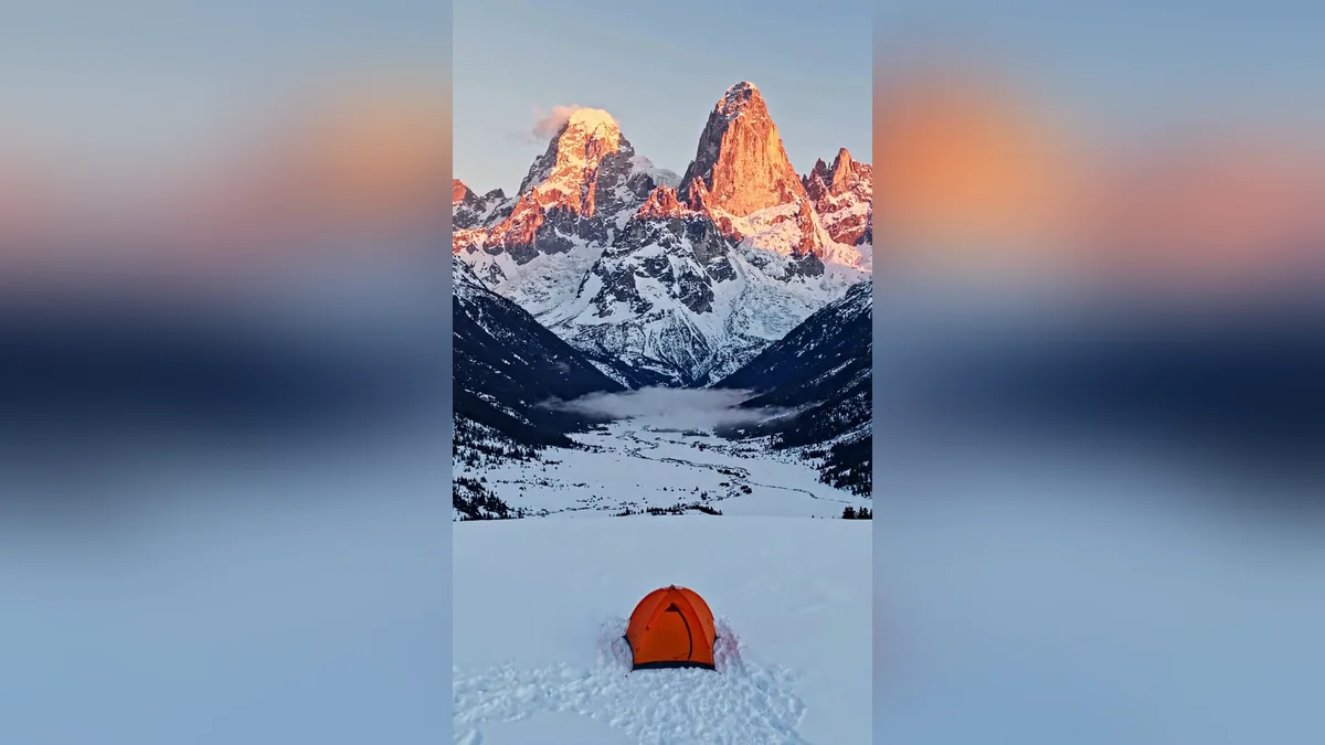 Example result: Crane up from a tent to a mountain range