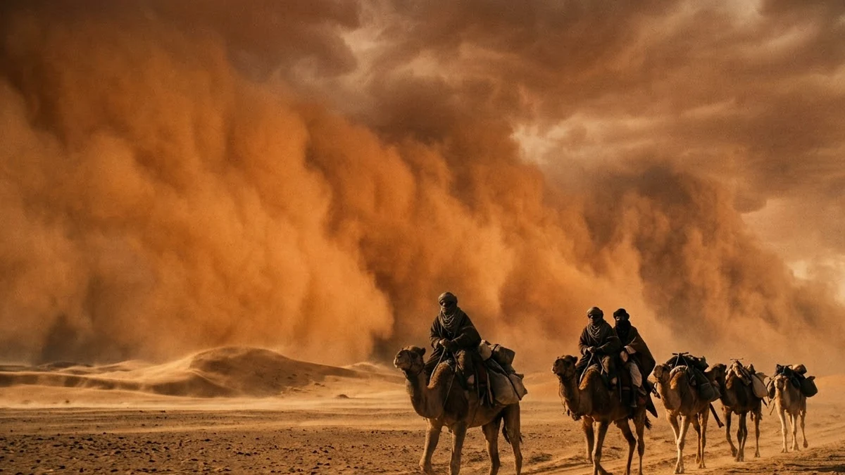Example result: Sandstorm rolling across the desert