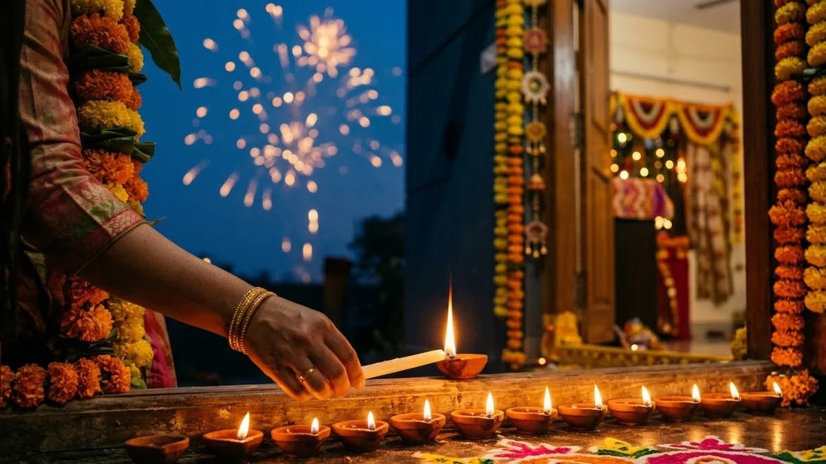 Example result: Lighting diyas for Diwali