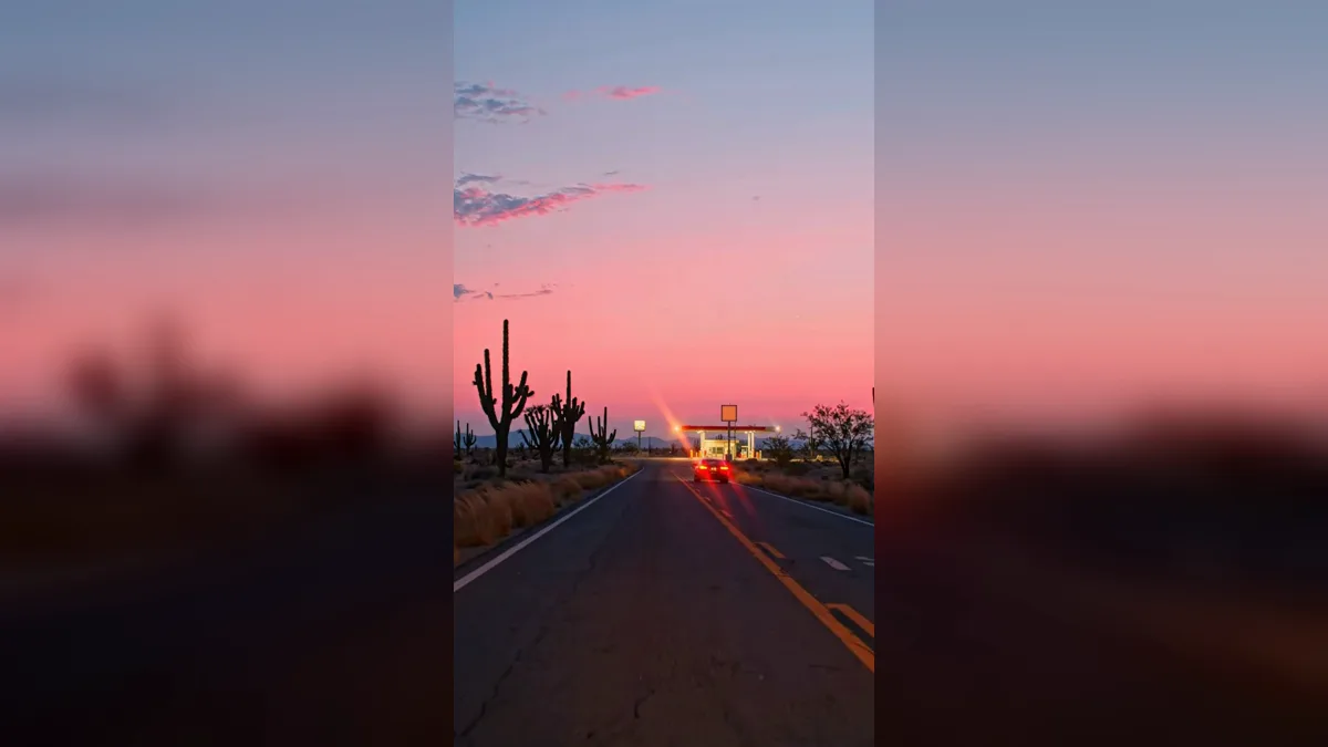 Example result: Dreamy desert road at dusk