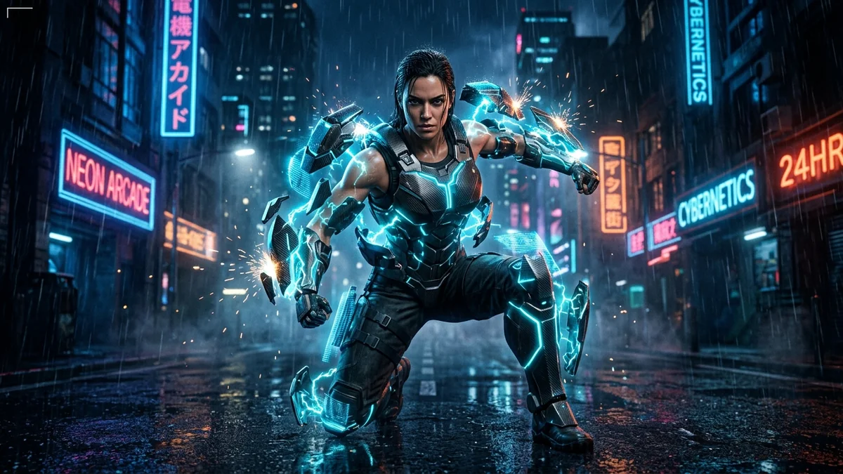 Example result: Superhero armor transformation