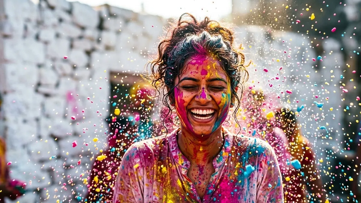 Example result: Colour Rain (Holi) video prompt