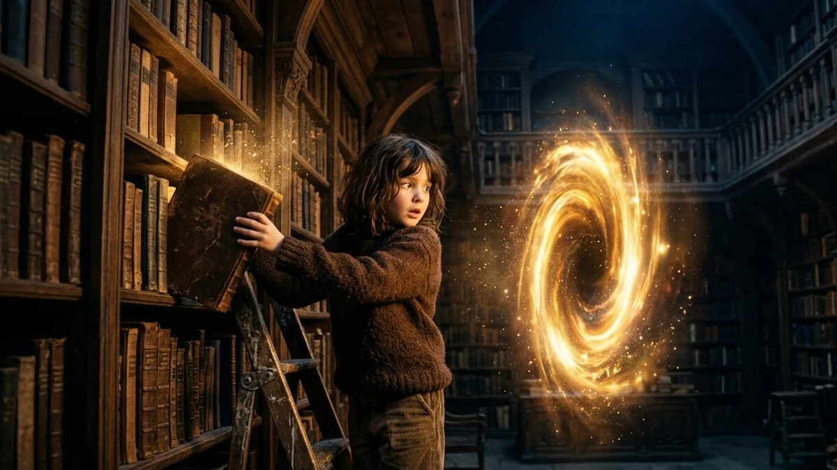 Example result: Magic portal in a library
