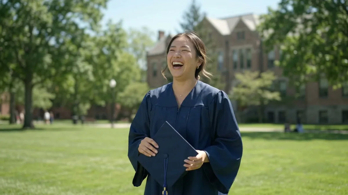 Example result: Graduation photo with a cap toss