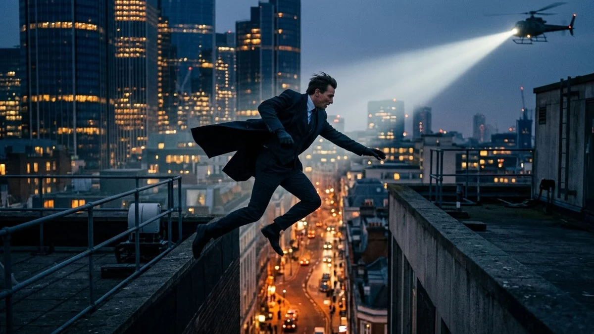 Example result: Spy rooftop escape