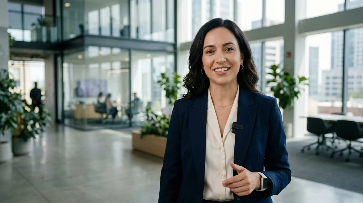 Example result: Corporate talking head presenter