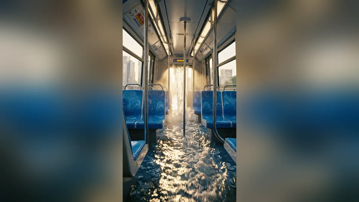 Example result: Waterfall pouring through a metro train